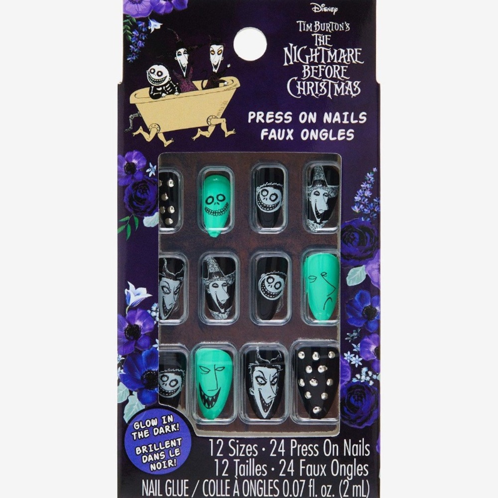 The‎ Nightmare Before Christmas Disney Glow In Tne Dark Faux Nail Set Hot Topic